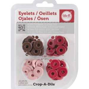 WE R WIDE EYELETS 40 WIDE RED EYELETS, 10 OF EACH COLOR