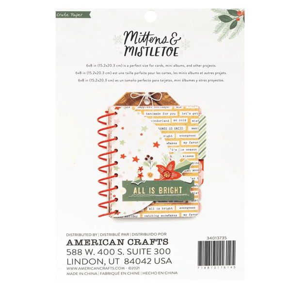 CRATE PAPER - SINGLE-SIDED PAPER PAD 6X8 - MITTENS & MISTLETOE - Imagen 2