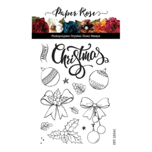 PAPER ROSES CHRISTMAS ORNAMENTS 4X6" CLEAR STAMP SET